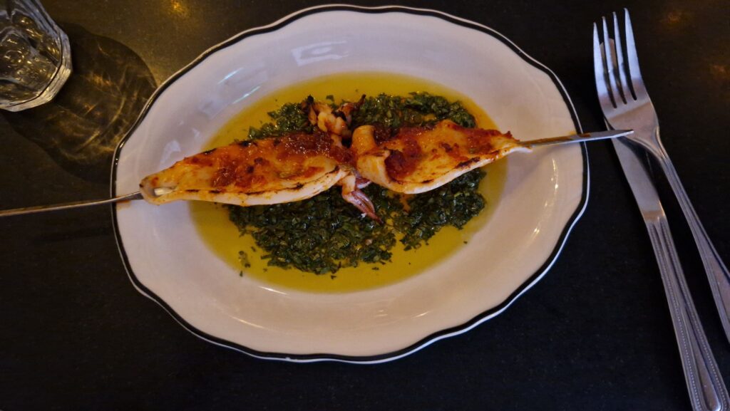 brochette calamar - vin papillon